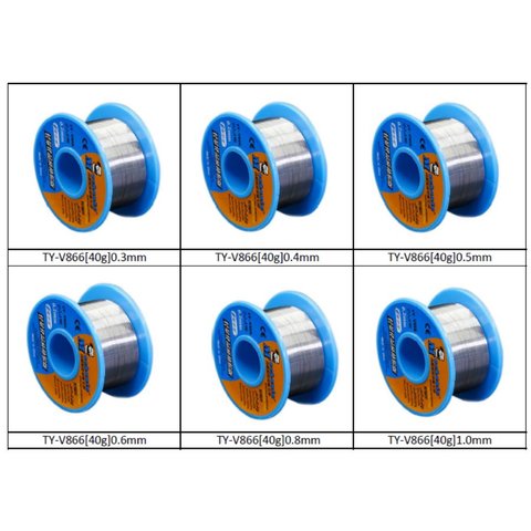 Припій Mechanic TY-V866, Sn 63% , Pb 37%, флюс 1-3%, 0,6 мм, 40 г Прев'ю 1