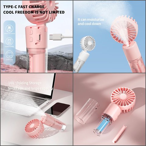 Вентилятор F2, белый, с функцией увлажнения, с аккумулятором, ручной, настольный, USB тип-C Превью 4