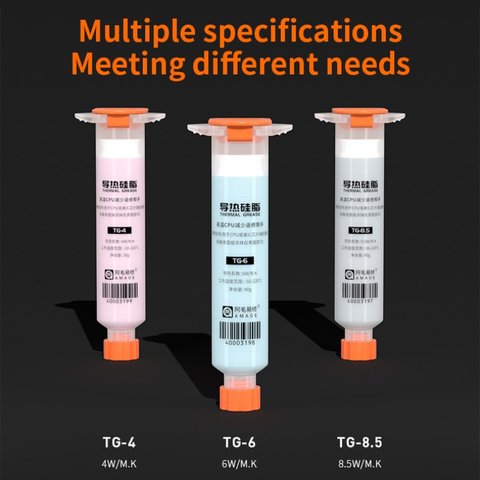 Термопаста Amaoe TG-8.5, силіконова, в шприці, 45 г, 8.5 Вт/м*К Прев'ю 5